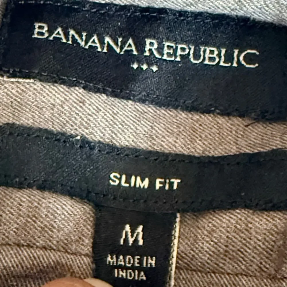 BANANA REPUBLIC MEN SLIM FIT MEDIUM LONG SLEEVE SHIRT TAN OFFICE BUSINESS CASUAL